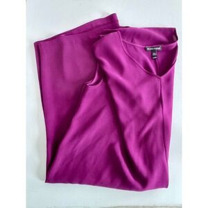 Eileen Fisher Silk Georgette Crepe V-Neck Tunic Dress Magenta Dolman XXS